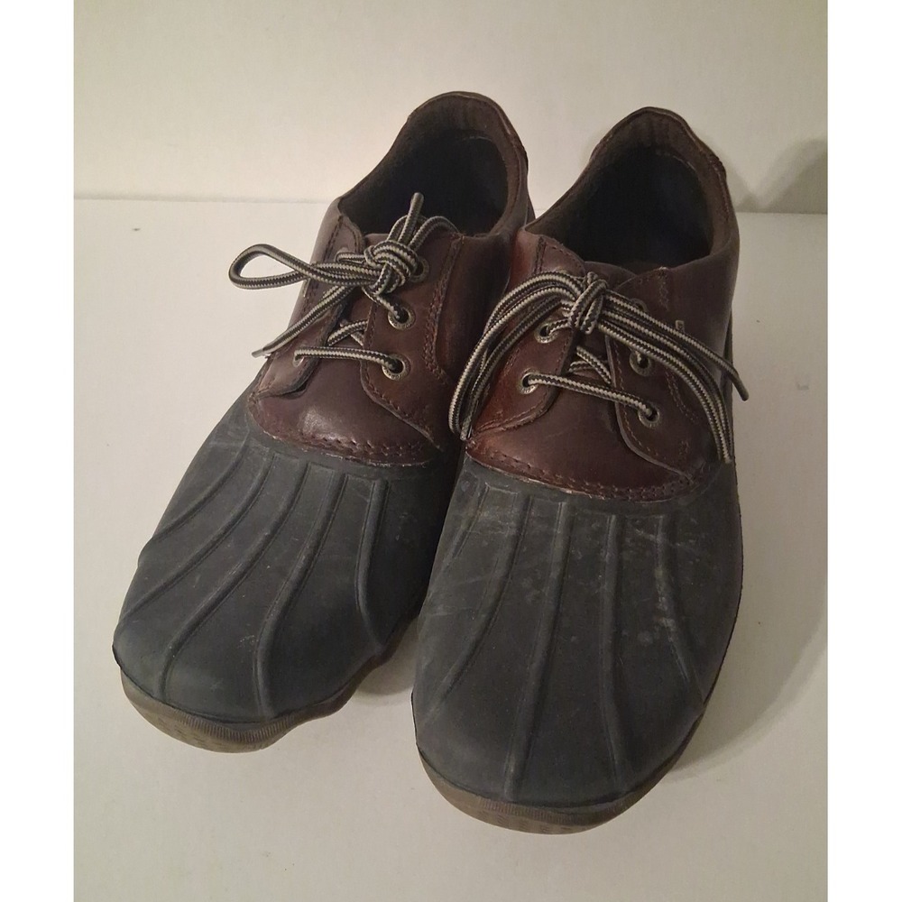 Men's Sperry Low Duck Boots size 10M Waterproof Brown w Black Rubber Top Sider